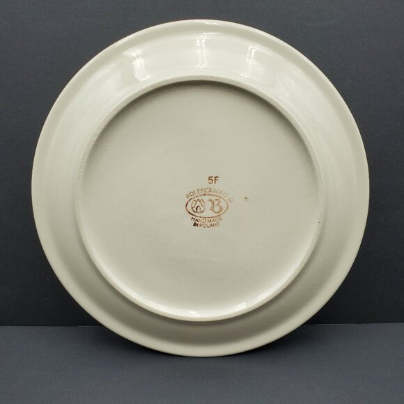 Polish Pottery Pine Boughs Dinner Plate Evergreen Blue Stars Green Trees Plate - Picture 3 of 7